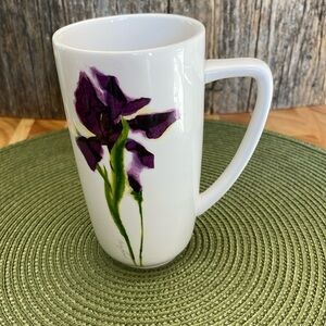 Skye McGhie | 2006 | Watercolors | Elegant White & Purple| Iris |Ceramic Tea Mug